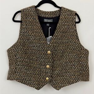 Worthington Jason Bolden Womens Gold Multi Tweed Vest & iridescent sequins   NWT
